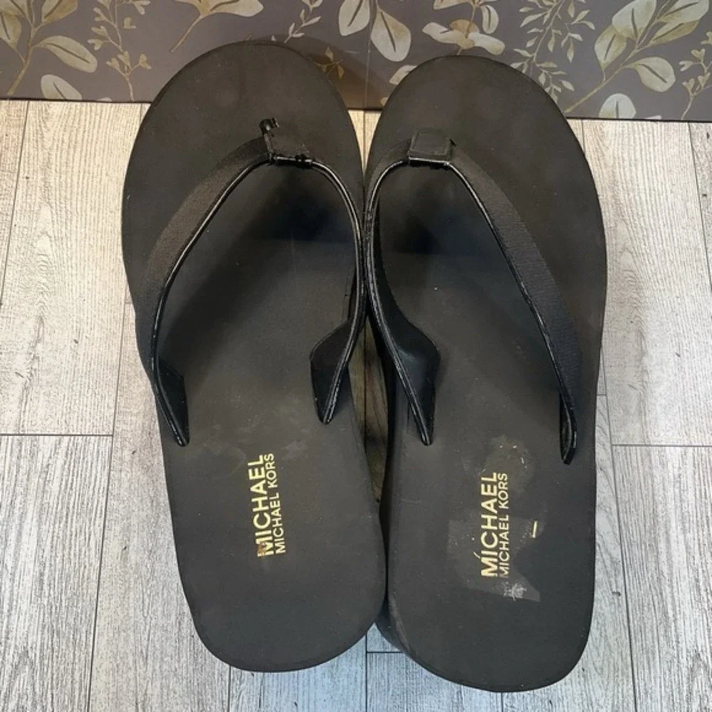 Runway MICHAEL KORS Flocked‎ Eva Sole Sz 8 Black Platform Sandal Retail $160 - Picture 5 of 9